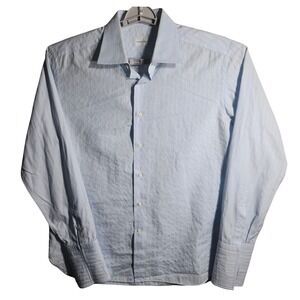 Ermenegildo Zegna Light Blue Pinstripe Dress Shirt Mens Size 17/43 French Cuff